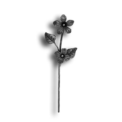 Metal Flower Hand Hammered Forged Long Stem Steel Rose Black Natural Stem MAD F1