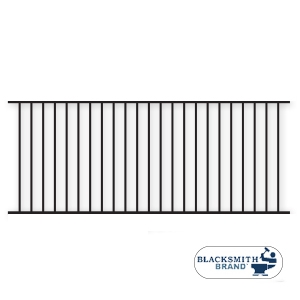 Black Flat Top/Flat Bottom Two Rail Panel-1½" black flat top /flat bottom two rail panel, 2-rail panel, 1-1/2" rails, one and a hlaf inch rails, extended pickets, custom fencing, fence panels, fence accessories, fence hardware, weldable, custom gates, galvanized, powder coated, ts distributors
