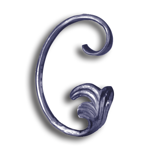Steel Sign Scroll Forged Steel | Scroll with Leaves