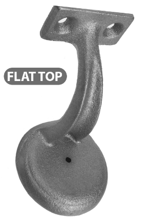 Cast Iron Handrail Bracket - FLAT TOP decorative metal bars, decorative metal tubes, hammered metal bars, forged pickets, steel handrails, hand rail end pieces, cast iron, aluminum handrails, finials, plastic scroll, cast iron finials, decorative spear points, blacksmith brand, cast iron newel, steel fittings, steel brackets, handrail brackets, decorative steel bars, decorative steel tubes