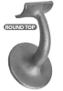 Cast Iron Handrail Bracket - ROUND TOP decorative metal bars, decorative metal tubes, hammered metal bars, forged pickets, steel handrails, hand rail end pieces, cast iron, aluminum handrails, finials, plastic scroll, cast iron finials, decorative spear points, blacksmith brand, cast iron newel, steel fittings, steel brackets, handrail brackets, decorative steel bars, decorative steel tubes