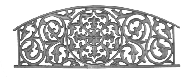 Single-Faced Decorative Panel Decorative panels, floral design, budding flowers panel, bud design panel, cast iron casting cast iron panel, flowing tulip and bud design, radial flange, metal panels, fence panels, gate panels, metal casting