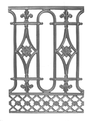 Traditional Panel Rail - Continuous Railing Cast iron casting, cast iron panel, railing panel, decorative panels, metal panels, cast iron railing panels, metal railing panels, decorative cast iron railing panels