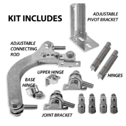 XL Bi-Fold Kit for Swing Gate <meta name="content="hi motions hardware, industrial swing gate kit for bifolding gate,swing gate hinges, bifold automatic gate, bifold swing gate, bifold gate folder, folding security gate, bifolding swing gate, kits for bifolding gates, trackless bifold gate, solution when not enough room for  swing gate to open, Hi Motions bifold gate kit, heavy duty bifolding swing gate kit, folding gate, folding driveway gate, accordion gate, bifold gate system, bifold gate kit, folding security gate">