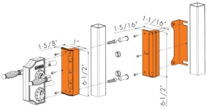 Locinox Surface Mounted Installation Kit gate hardware, gate closer, lockey, adjustable hydraulic, fence, self-closing, hinge set, door closer, gate locks, swing gate, exit control hardware, deadlocking gate, free exit push, handle converter, sliding gate lock, code lock, mechanical lock, gate keeper, safety gate latch, magna-latch,  heavy-duty exit, back catch, gate latch, barrel bolt, barrel hinge, piano hinge, weldable hinge, cane bolt, drop bolt, tru-close, lokklatch, self closing hinge, magnatic latch, security keeper, locinox, bar adaptor, bat-wing hinge, steel mailbox, aluminum sliding gate track, trolley wheels, sliding door track bracket