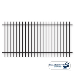 Black Extended Top/Bottom Two Rail Panel-1½" black extended top extended bottom two rail panel, 2-rail panel, 1-1/2" rails, one and a half inch rails, extended pickets, custom fencing, fence panels, fence accessories, fence hardware, custom gates, weldable, galvanized, powder coated, ts distributors