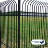 Black Pressed Point Curved-Top Fence black pressed point curved-top fence, galvanized, powder coated, custom fencing, blacksmith brand, fence panels, fence accessories, fence hardware, ts distributors