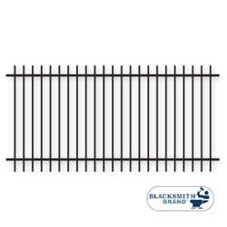 Black Extended Top/Bottom Two Rail Panel black extended top extended bottom two rail panel, 2-rail panel, extended pickets, custom fencing, fence panels, fence accessories, fence hardware, custom gates, weldable, galvanized, powder coated, ts distributors