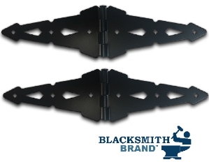 Contempo Double Strap Hinges WOOD GATE STRAP HINGE, BLACK POWDER-COATED HINGE FOR WOOD, WOOD GATE CONTEMPORARY HINGE