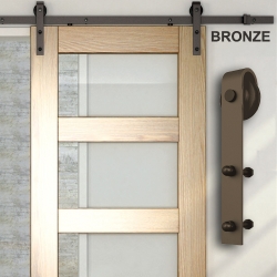 Powder-Coated Steel Barn Door Hardware Kit powder coated barn door kit, 79 inch barn door track, 103 inch barn door track, barndoor, barn door flat bar, Cox USA, brushed stainless barn door track,