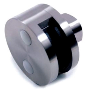 Circular One Sided Glass Clamp for Stainless Flat Tubing metal cable systems, glass panel system, he key, inox railing system, stainless steel railing, railing system, ts distributors, inox cable system, inox, inox steel railing, stainless steel tube handrail fittings, wooden handrails, wooden fittings, stainless post an wall handrail supports