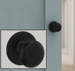 Kwikset Cove Passage Knobs meta name="description" content="passage doorknob, modern door knob, interior doorknob, nonlocking doorknob, black matte door knob, kwikset doorknob, hall doorknob, closet door knob, black metal door knob, kwikset cove door knob, rushed silver door knob, silver door knob, satin nickel door knob, cove passage knob, kwikset passage knob">