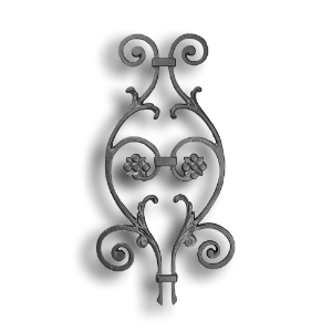Cast Iron Picket Casting - Scroll - Fits 1/2" Pickets Cast iron picket casting, cast iron casting, cast iron scroll, decorative scroll design, decorative picket castings, metal scrolls, fits half an inch picket, fits 1/2" picket, fence accessories, decorative fence accessories