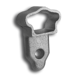 Cast Iron Handrail Shoe for Use with Molded Cover Rail and Tubular Handrail decorative metal bars, decorative metal tubes, hammered metal bars, forged pickets, steel handrails, hand rail end pieces, cast iron, aluminum handrails, finials, plastic scroll, cast iron finials, decorative spear points, blacksmith brand, cast iron newel, steel fittings, steel brackets, handrail brackets, decorative steel bars, decorative steel tubes