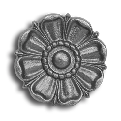 4" Cast Iron Rosette - Single Faced 4" cast iron rosette, four inch cast iron rosette, single faced medallion, cast iron rosette, decorative cast iron rosette, iron rosette, ts distributors