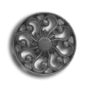 3-1/8" Cast Iron Rosette - Single Faced 3 1/8" cast iron rosette, three and one eighth inch cast iron rosette, cast iron rosette, single faced medallion, iron rosette, decorative cast iron rosette, ts distributors