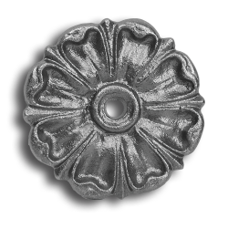 3-1/2" Cast Iron Rosette - Single Faced 3 1/2" cast iron rosette, three and a half inch cast iron rosette, cast iron rosette, single faced medallion, iron rosette, decorative cast iron rosette, ts distributors