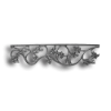 Valance - Ivy Leaf Design forged steel scrolls, forged panels, metal stair balusters, rail balusters, steel rail balusters, forged steel rosettes, steel balcony balusters, steel pickets, hammered metal stair baluster, hammered metal railing balusters, hand forged balusters, balusters with bushings, forged newel posts, forged rail panels, powder coated steel forgings, forged steel elemetns, stamped steel elements, fully weldable leaves, fully weldable flowers, pressed steel elements, weldable cast steel leaves, forged steel spheres, forged steel baskets