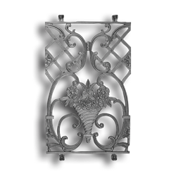 Panel - Hand Carved Flowers and Basket Design Cast iron casting, cast iron panels, panels, fence panels, decorative fence panels, decorative panels, metal panels, hand carved flowers and basket design, flowers and basket design, flowers and basket panels, ts distributors