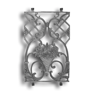 Panel - Hand Carved Flowers and Basket Design Cast iron casting, cast iron panels, panels, fence panels, decorative fence panels, decorative panels, metal panels, hand carved flowers and basket design, flowers and basket design, flowers and basket panels, ts distributors