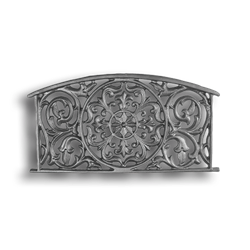Wheel Center Accents Muted with Flowing Tulip and Bud Design Panel Decorative panels, floral design, budding flowers panel, bud design panel, cast iron casting cast iron panel, flowing tulip and bud design, radial flange, metal panels, fence panels, gate panels, metal casting