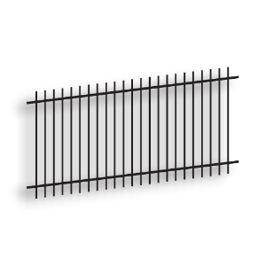 Versai Black Extended Top/Extended Bottom  Two Rail Panel - Residential Versai Fencing System, rackable, welded fence, 2-rail fencing, galvanized post, powder-coated post, post cap, extended picket, 16 gauge, tubular steel pickets, extended top fencing, extended bottom fencing, residential fence, gate hardware, fence hardware, flat runs, gate end posts, ts distributors