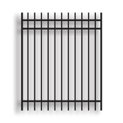 Versai Black Ornamental Walk Gates Extended Top - 3 Rail Gates Versai Fencing System, rackable, versai ornamental walk gates, welded fence, 3-rail fencing, galvanized post, powder-coated post, post cap, extended picket, walk gate, 16 gauge, tubular steel pickets,  residential fence, commercial fence, gate hardware, fence hardware, ts distributors