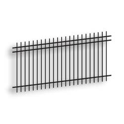 Versai Black Extended Top/Extended Bottom Three Rail Panel - Residential Versai Fencing System, rackable, welded fence, 3-rail panel, galvanized post, powder-coated post, post cap, extended picket, 16 gauge, tubular steel pickets, extended top fencing, extended bottom fencing, residential fence, gate hardware, fence hardware, gate end posts, ts distributors