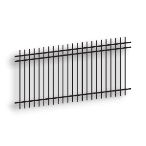 Versai Black Extended Top/Extended Bottom Three Rail Panel - Residential Versai Fencing System, rackable, welded fence, 3-rail panel, galvanized post, powder-coated post, post cap, extended picket, 16 gauge, tubular steel pickets, extended top fencing, extended bottom fencing, residential fence, gate hardware, fence hardware, gate end posts, ts distributors