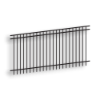 Versai Black Flat Top/Extended Bottom Three Rail Panel - Residential Versai Fencing System, rackable, flat top fencing, extended bottom fencing, versai ornamental walk gates, welded fence, 3-rail fencing, galvanized post, powder-coated post, post cap, extended picket, walk gate, tubular steel pickets, gate hardware, fence hardware, flat runs, residential fencing, ts distributors