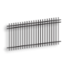 Versai Black Pressed Spear Top/Extended Bottom Three Rail Panel - Residential Versai Fencing System, rackable, welded fence, 3-rail fencing, galvanized post, powder-coated post, post cap, extended picket, tubular steel pickets, spear top fence, extended bottom fence, residential fence, gate hardware, fence hardware, ts distributors