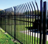 Black Pressed Curved-Top Extended Bottom Three Rail Panel - Commercial black pressed curved top extended bottom three rail panel, commerical fencing, curve top fencing, extended bottom panels, three rail panels, 3-rail panels, custom gates, custom fencing, walk gates, fence panels, designmaster, blacksmith brand, ts distributors
