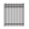 Versai II Black Commercial Walk Gates Extended Top - 3 Rail Gates Versai Fencing System, Rackable, welded fence, 3-rail fencing, 2-rail fencing, galvanized post, powder-coated post, post cap, extended picket, walk gate, 16 gauge, tubular steel pickets, square rail, spear top fence, flat top fencing, pressed point fence, curved top fence, residential fence, commercial fence, finials, rail brackets, gate hardware, fence hardware, flat runs, flat mount bracket, gate end posts, line bracket, ts distributors