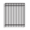 Versai II Black Commercial Walk Gates Flat Top 3 Rail Gates Versai Fencing System, Rackable, welded fence, 3-rail fencing, 2-rail fencing, galvanized post, powder-coated post, post cap, extended picket, walk gate, 16 gauge, tubular steel pickets, square rail, spear top fence, flat top fencing, pressed point fence, curved top fence, residential fence, commercial fence, finials, rail brackets, gate hardware, fence hardware, flat runs, flat mount bracket, gate end posts, line bracket, ts distributors