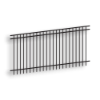 Versai II Black Flat Top/Extended Bottom Three Rail Panel - Commercial Versai Fencing System, Rackable, welded fence, 3-rail fencing, 2-rail fencing, galvanized post, powder-coated post, post cap, extended picket, walk gate, 16 gauge, tubular steel pickets, square rail, spear top fence, flat top fencing, pressed point fence, curved top fence, residential fence, commercial fence, finials, rail brackets, gate hardware, fence hardware, flat runs, flat mount bracket, gate end posts, line bracket, ts distributors