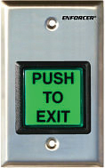Illuminated Push-to-Exit Plate Access control, gate operators, viking, doorking, liftmaster, apollo, eagle, swing gate, slide gate, BFT, Ramset, loop detctor, transmitter, 315 MHz, 2.0 technology, superior gate operaator, phobos, oxi receiver, residential swing gates, wireless keypads, ramset, electromagnetic lock ,Maglock, access controller, push to exit, proximity reader, cellular callbox, telephone entry system, board kit, intercom, photoeye kits, seco-larm, EMX, click2enter, emergency entry box, lead-acid battery, THALIA, conduit, screw connector, back-up power
