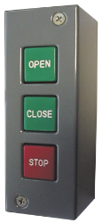 3-Button Station Access control, gate operators, viking, doorking, liftmaster, apollo, eagle, swing gate, slide gate, BFT, Ramset, loop detctor, transmitter, 315 MHz, 2.0 technology, superior gate operaator, phobos, oxi receiver, residential swing gates, wireless keypads, ramset, electromagnetic lock ,Maglock, access controller, push to exit, proximity reader, cellular callbox, telephone entry system, board kit, intercom, photoeye kits, seco-larm, EMX, click2enter, emergency entry box, lead-acid battery, THALIA, conduit, screw connector, back-up power