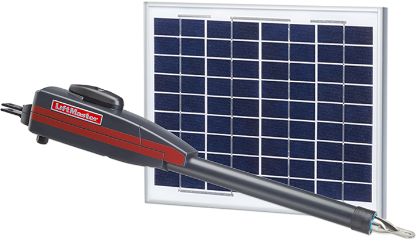 LiftMaster LA412 Solar Powered 12V Residential Gate Operator Access control, gate operators, viking, doorking, liftmaster, apollo, eagle, swing gate, slide gate, BFT, Ramset, loop detctor, transmitter, 315 MHz, 2.0 technology, superior gate operaator, phobos, oxi receiver, residential swing gates, wireless keypads, ramset, electromagnetic lock ,Maglock, access controller, push to exit, proximity reader, cellular callbox, telephone entry system, board kit, intercom, photoeye kits, seco-larm, EMX, click2enter, emergency entry box, lead-acid battery, THALIA, conduit, screw connector, back-up power