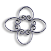 Forged Steel Rosette - 1/2" x 1/4" Sq. Material forged steel scrolls, forged panels, metal stair balusters, rail balusters, steel rail balusters, forged steel rosettes, steel balcony balusters, steel pickets, hammered metal stair baluster, hammered metal railing balusters, hand forged balusters, balusters with bushings, forged newel posts, forged rail panels, powder coated steel forgings, forged steel elemetns, stamped steel elements, fully weldable leaves, fully weldable flowers, pressed steel elements, weldable cast steel leaves, forged steel spheres, forged steel baskets