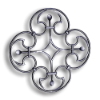 Forged Steel Rosette - 1/2" round Material forged steel scrolls, forged panels, metal stair balusters, rail balusters, steel rail balusters, forged steel rosettes, steel balcony balusters, steel pickets, hammered metal stair baluster, hammered metal railing balusters, hand forged balusters, balusters with bushings, forged newel posts, forged rail panels, powder coated steel forgings, forged steel elemetns, stamped steel elements, fully weldable leaves, fully weldable flowers, pressed steel elements, weldable cast steel leaves, forged steel spheres, forged steel baskets