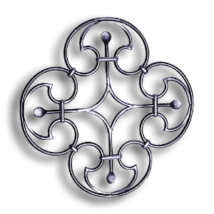 Forged Steel Rosette - 1/2" round Material forged steel scrolls, forged panels, metal stair balusters, rail balusters, steel rail balusters, forged steel rosettes, steel balcony balusters, steel pickets, hammered metal stair baluster, hammered metal railing balusters, hand forged balusters, balusters with bushings, forged newel posts, forged rail panels, powder coated steel forgings, forged steel elemetns, stamped steel elements, fully weldable leaves, fully weldable flowers, pressed steel elements, weldable cast steel leaves, forged steel spheres, forged steel baskets