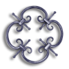 Forged Steel Rosette - 1/2" round Material forged steel scrolls, forged panels, metal stair balusters, rail balusters, steel rail balusters, forged steel rosettes, steel balcony balusters, steel pickets, hammered metal stair baluster, hammered metal railing balusters, hand forged balusters, balusters with bushings, forged newel posts, forged rail panels, powder coated steel forgings, forged steel elemetns, stamped steel elements, fully weldable leaves, fully weldable flowers, pressed steel elements, weldable cast steel leaves, forged steel spheres, forged steel baskets