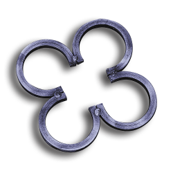 Forged Steel Rosette - 1/2" Sq. Material forged steel scrolls, forged panels, metal stair balusters, rail balusters, steel rail balusters, forged steel rosettes, steel balcony balusters, steel pickets, hammered metal stair baluster, hammered metal railing balusters, hand forged balusters, balusters with bushings, forged newel posts, forged rail panels, powder coated steel forgings, forged steel elemetns, stamped steel elements, fully weldable leaves, fully weldable flowers, pressed steel elements, weldable cast steel leaves, forged steel spheres, forged steel baskets