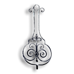 Forged Steel Scroll Panel forged steel scrolls, forged panels, metal stair balusters, rail balusters, steel rail balusters, forged steel rosettes, steel balcony balusters, steel pickets, hammered metal stair baluster, hammered metal railing balusters, hand forged balusters, balusters with bushings, forged newel posts, forged rail panels, powder coated steel forgings, forged steel elemetns, stamped steel elements, fully weldable leaves, fully weldable flowers, pressed steel elements, weldable cast steel leaves, forged steel spheres, forged steel baskets