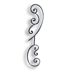 Forged Steel Scroll Panel forged steel scrolls, forged panels, metal stair balusters, rail balusters, steel rail balusters, forged steel rosettes, steel balcony balusters, steel pickets, hammered metal stair baluster, hammered metal railing balusters, hand forged balusters, balusters with bushings, forged newel posts, forged rail panels, powder coated steel forgings, forged steel elemetns, stamped steel elements, fully weldable leaves, fully weldable flowers, pressed steel elements, weldable cast steel leaves, forged steel spheres, forged steel baskets