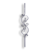Forged Steel Stair and Rail Scroll Baluster - 1/2" Sq. Material forged steel scrolls, forged panels, metal stair balusters, rail balusters, steel rail balusters, forged steel rosettes, steel balcony balusters, steel pickets, hammered metal stair baluster, hammered metal railing balusters, hand forged balusters, balusters with bushings, forged newel posts, forged rail panels, powder coated steel forgings, forged steel elemetns, stamped steel elements, fully weldable leaves, fully weldable flowers, pressed steel elements, weldable cast steel leaves, forged steel spheres, forged steel baskets