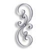 Forged Steel Stair and Rail Scroll - 1/2" x 1/4" Sq. Material forged steel scrolls, forged panels, metal stair balusters, rail balusters, steel rail balusters, forged steel rosettes, steel balcony balusters, steel pickets, hammered metal stair baluster, hammered metal railing balusters, hand forged balusters, balusters with bushings, forged newel posts, forged rail panels, powder coated steel forgings, forged steel elemetns, stamped steel elements, fully weldable leaves, fully weldable flowers, pressed steel elements, weldable cast steel leaves, forged steel spheres, forged steel baskets