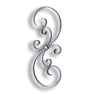 Forged Steel Stair and Rail Scroll - 1/2" x 1/4" Sq. Material forged steel scrolls, forged panels, metal stair balusters, rail balusters, steel rail balusters, forged steel rosettes, steel balcony balusters, steel pickets, hammered metal stair baluster, hammered metal railing balusters, hand forged balusters, balusters with bushings, forged newel posts, forged rail panels, powder coated steel forgings, forged steel elemetns, stamped steel elements, fully weldable leaves, fully weldable flowers, pressed steel elements, weldable cast steel leaves, forged steel spheres, forged steel baskets