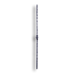 Hand Forged Steel Baluster Hammered - 1/2" Sq. Material - Style 2 forged steel scrolls, forged panels, metal stair balusters, rail balusters, steel rail balusters, forged steel rosettes, steel balcony balusters, steel pickets, hammered metal stair baluster, hammered metal railing balusters, hand forged balusters, balusters with bushings, forged newel posts, forged rail panels, powder coated steel forgings, forged steel elemetns, stamped steel elements, fully weldable leaves, fully weldable flowers, pressed steel elements, weldable cast steel leaves, forged steel spheres, forged steel baskets