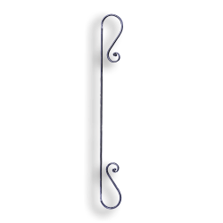 Forged Steel Stair and Rail Baluster - 1/2" dia. Rd. Material forged steel scrolls, forged panels, metal stair balusters, rail balusters, steel rail balusters, forged steel rosettes, steel balcony balusters, steel pickets, hammered metal stair baluster, hammered metal railing balusters, hand forged balusters, balusters with bushings, forged newel posts, forged rail panels, powder coated steel forgings, forged steel elemetns, stamped steel elements, fully weldable leaves, fully weldable flowers, pressed steel elements, weldable cast steel leaves, forged steel spheres, forged steel baskets